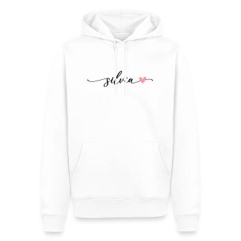 Silvia nom calligraphie police - Sweat à capuche Premium bio Homme - blanc - Devant - Nico (187cm)