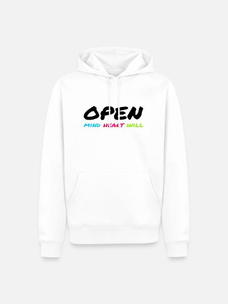 Open Mind, Heart & Will – Achtsamkeits-Statement - Männer Premium Bio Hoodie - Weiß