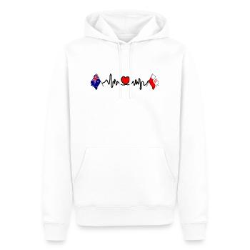 Cardio Heart with Flag Australia, Poland - Men’s Premium Organic Hoodie - white - Front - Nico (187cm)