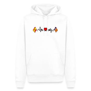 Cardio Herz, Flagge Spanien, Palma de Mallorca - Männer Premium Bio Hoodie - Weiß - Vorne - Nico (187cm)