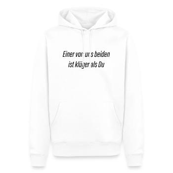 einer von uns beiden ist klüger als Du - Männer Premium Bio Hoodie - Weiß - Vorne - Nico (187cm)