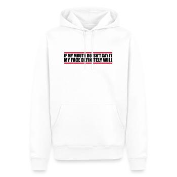 Mon visage le fera certainement - Sweat à capuche Premium bio Homme - blanc - Devant - Nico (187cm)