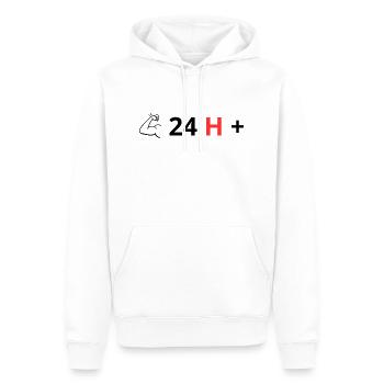 24 Stundenmehr - Männer Premium Bio Hoodie - Weiß - Vorne - Nico (187cm)