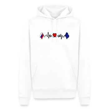 Cardio-Herz mit Flagge Slowakei, Flagge Europa - Männer Premium Bio Hoodie - Weiß - Vorne - Nico (187cm)