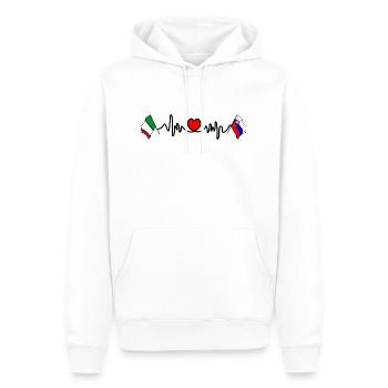 Cardio-Herz mit Flagge Italien und Flagge Slowakei - Männer Premium Bio Hoodie - Weiß - Vorne - Nico (187cm)
