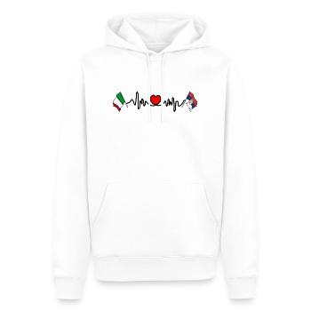 Cardio-Herz mit Flagge Italien, Serbien - Männer Premium Bio Hoodie - Weiß - Vorne - Nico (187cm)