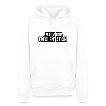 mauvaise fréquentation - Sweat à capuche Premium bio Homme - blanc - Devant - Nico (187cm)