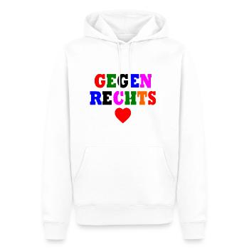 Gegen rechts - Männer Premium Bio Hoodie - Weiß - Vorne - Nico (187cm)