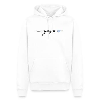 Police de calligraphie du nom Yasin - Sweat à capuche Premium bio Homme - blanc - Devant - Nico (187cm)