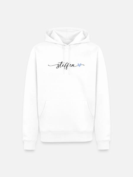 Steffen Name Calligraphy Font - Men’s Premium Organic Hoodie - white