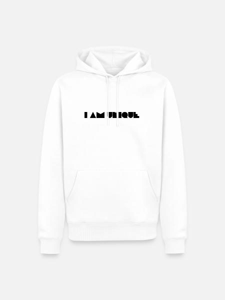 I AM UNIQUE black full - Männer Premium Bio Hoodie - Weiß