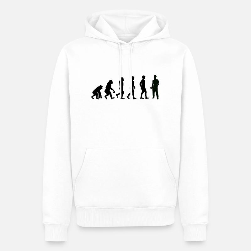 Evolution Bauarbeiter schwarz - Männer Premium Bio Hoodie - Weiß