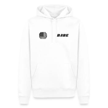 Vintage Stars, Stripes and BABE - Männer Premium Bio Hoodie - Weiß - Vorne - Nico (187cm)