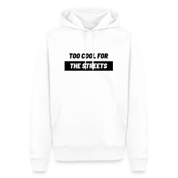 "Too Cool For The Streets" - Männer Premium Bio Hoodie - Weiß - Vorne - Nico (187cm)