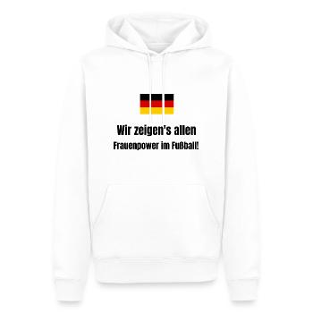 Frauenpower Fußball Deutschland Weltmeisterschaft - Männer Premium Bio Hoodie - Weiß - Vorne - Nico (187cm)