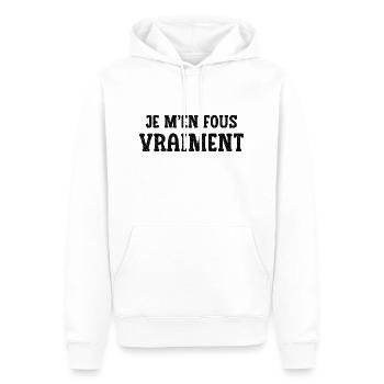 je m'en fous vraiment - Sweat à capuche Premium bio Homme - blanc - Devant - Nico (187cm)