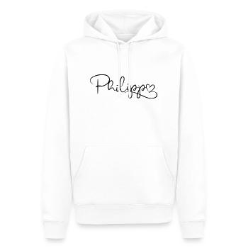 Philipp Nom Prénom Décor de coeur - Sweat à capuche Premium bio Homme - blanc - Devant - Nico (187cm)
