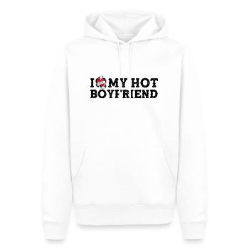 Vintage J’aime mon petit ami chaud Je coeur Mon BF chaud - Sweat à capuche Premium bio Homme - blanc - Devant - Nico (187cm)