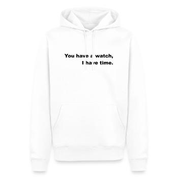 Zeit haben oder nach der Uhr gehen. - Männer Premium Bio Hoodie - Weiß - Vorne - Nico (187cm)