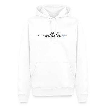 Wilhelm Name Calligraphy Font - Men’s Premium Organic Hoodie - white - Front - Nico (187cm)