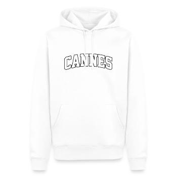 Logo Cannes : Design collégial au style glamour - Sweat à capuche Premium bio Homme - blanc - Devant - Nico (187cm)