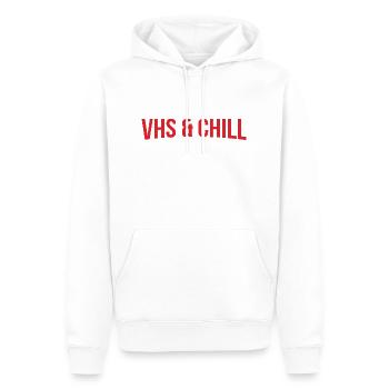 VHS & Chill – Retro Style - Männer Premium Bio Hoodie - Weiß - Vorne - Nico (187cm)