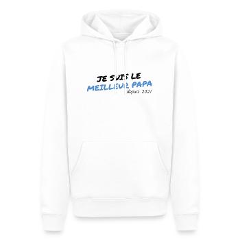 je suis le meilleur papa depuis 2021 - Sweat à capuche Premium bio Homme - blanc - Devant - Nico (187cm)