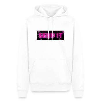 SEND IT Boxlogo - Männer Premium Bio Hoodie - Weiß - Vorne - Nico (187cm)