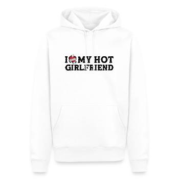 Vintage Ich Liebe Meine Heiße Freundin - Ich Herz Meine - Männer Premium Bio Hoodie - Weiß - Vorne - Nico (187cm)