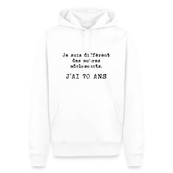 j'ai 70 ans - Sweat à capuche Premium bio Homme - blanc - Devant - Nico (187cm)