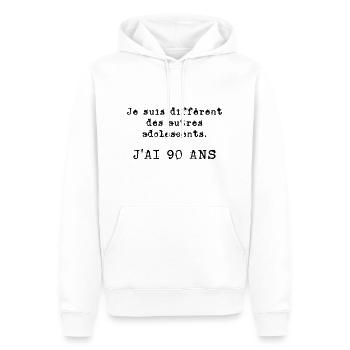 j'ai 90 ans - Sweat à capuche Premium bio Homme - blanc - Devant - Nico (187cm)