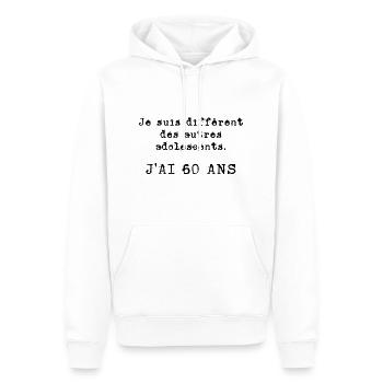 j'ai 60 ans - Sweat à capuche Premium bio Homme - blanc - Devant - Nico (187cm)