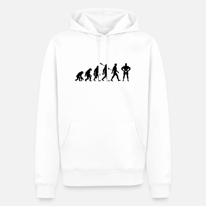 Evolution Musculation Musculation - Sweat à capuche Premium bio Homme - blanc