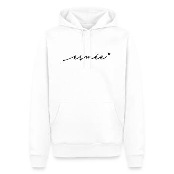 Nom cursif de l’esmée - Sweat à capuche Premium bio Homme - blanc - Devant - Nico (187cm)