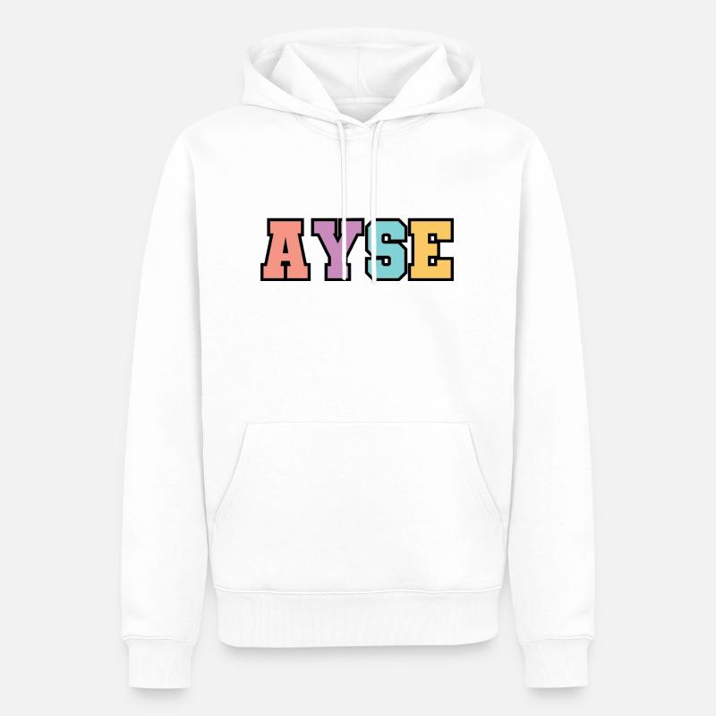 Name - Ayse - Männer Premium Bio Hoodie - Weiß