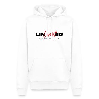 Unlimited! - Männer Premium Bio Hoodie - Weiß - Vorne - Nico (187cm)
