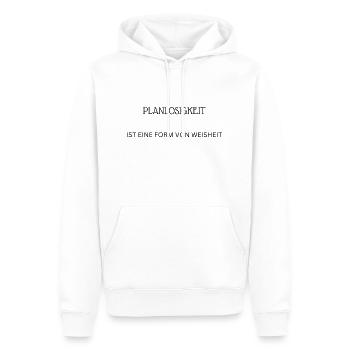 PLANLOSIGKEIT 4500 x 5400 px - Männer Premium Bio Hoodie - Weiß - Vorne - Nico (187cm)