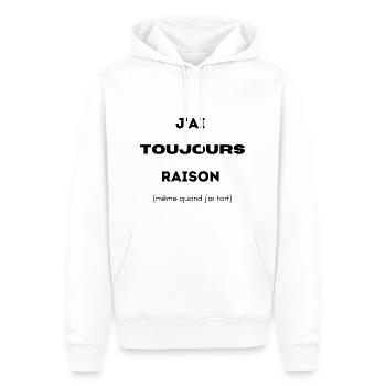 J ai toujours raison - Sweat à capuche Premium bio Homme - blanc - Devant - Nico (187cm)