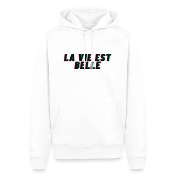 La vie est belle - Sweat à capuche Premium bio Homme - blanc - Devant - Nico (187cm)