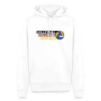 Volleyball Passion: Schwarz, Rot, Gold - Männer Premium Bio Hoodie - Weiß - Vorne - Nico (187cm)