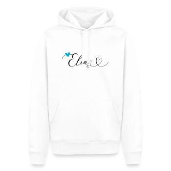 Elias Nom Prénom Calligraphie Coeur - Sweat à capuche Premium bio Homme - blanc - Devant - Nico (187cm)