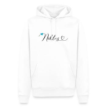 Niklas Name Vorname Kalligrafieherz - Männer Premium Bio Hoodie - Weiß - Vorne - Nico (187cm)