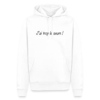 J ai trop le seum - Sweat à capuche Premium bio Homme - blanc - Devant - Nico (187cm)