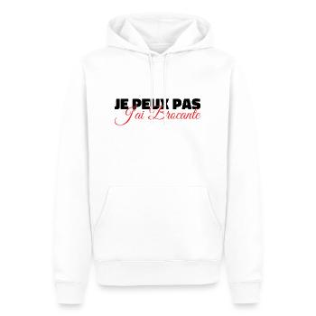 Je Peux Pas J'ai Brocante | Idée Cadeau Humour - Sweat à capuche Premium bio Homme - blanc - Devant - Nico (187cm)