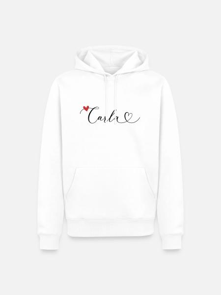 Carla Surname First name Calligraphy Heart - Men’s Premium Organic Hoodie - white