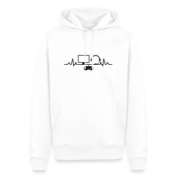 Herzschlag Gamer Gaming Viedospiel Motiv - Männer Premium Bio Hoodie - Weiß - Vorne - Nico (187cm)