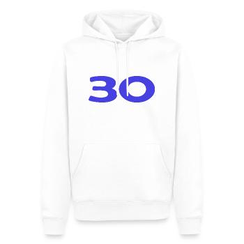 30. 30 YEARS. 30th ANNIVERSARY. 30TH ANNIVERSARY. - Men’s Premium Organic Hoodie - white - Front - Nico (187cm)