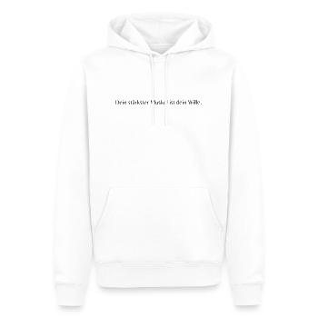 Dein stärkster Muskel ist dein Wille - Männer Premium Bio Hoodie - Weiß - Vorne - Nico (187cm)