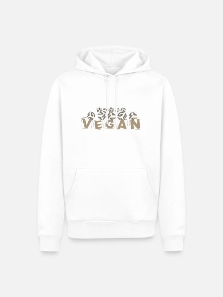 "V-E-G-A-N" Buchstabenwürfel hellbraun - Männer Premium Bio Hoodie - Weiß