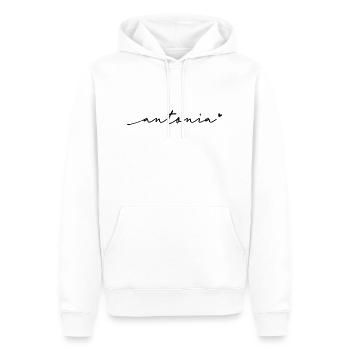 Antonia Nom cursif - Sweat à capuche Premium bio Homme - blanc - Devant - Nico (187cm)